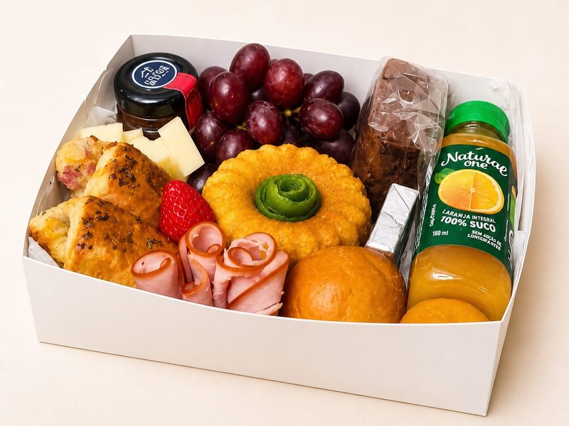 Mini Box Doce Manhã com croissant e brioche artesanal